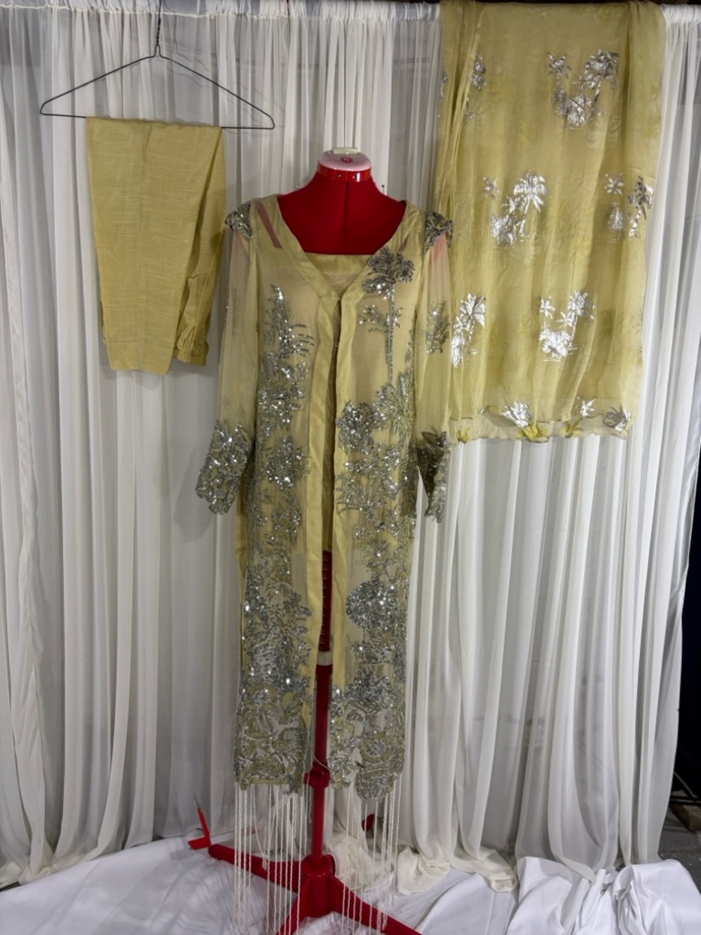 Embellished Yellow Formal Three-Piece Set